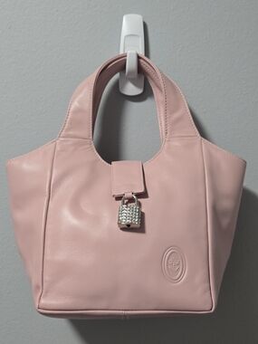 Chic Smith and Canova Of England Pink Leather Hand Bag With Rhinestone Padlock